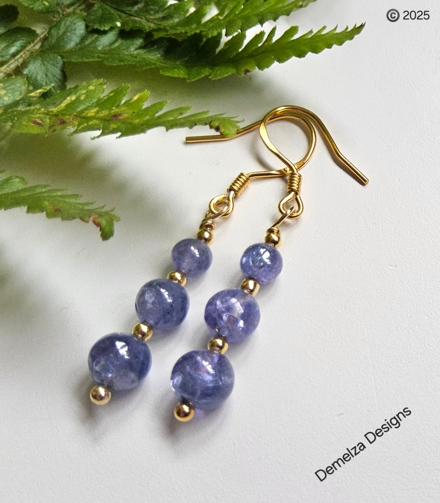 Designer AA 6.15ct Tanzanite Gold Vermeil Earrings 