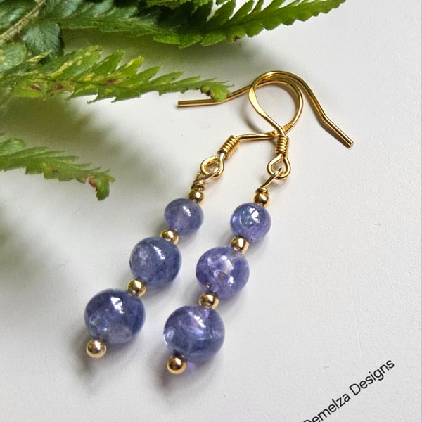 Designer AA 6.15ct Tanzanite Gold Vermeil Earrings 