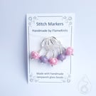 Lampwork Stitch Markers - Pinks and Purples OOAK
