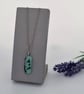 Light Green and Black Fused Glass Pendant with Stainless Steel Chain - Image 3
