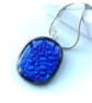 Blue Sparkly Dichroic Fused Glass Pendant 271 silver plated chain handmade gift - Image 5