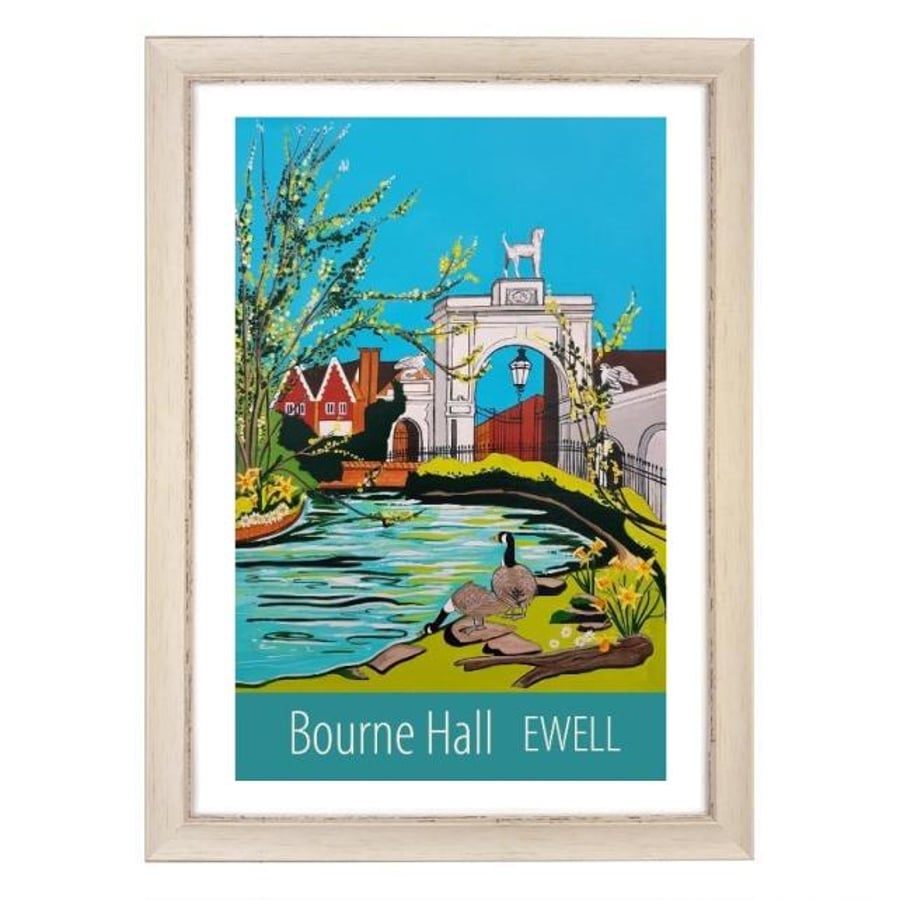 Ewell, Bourne Hall print - white frame