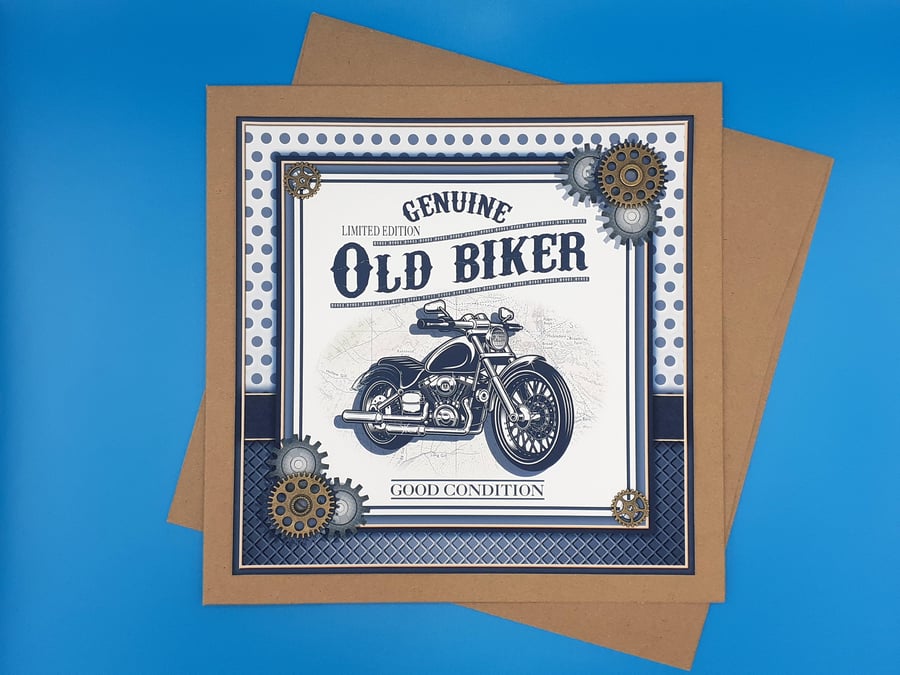 Motorbike Birthday Card, 8x8inches, 20x20cms, Husband, Brother, Grandfather