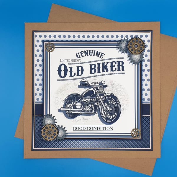Motorbike Birthday Card, 8x8inches, 20x20cms, Husband, Brother, Grandfather, Fat