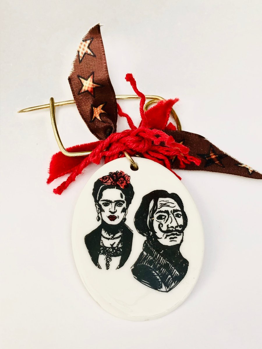 Frida Kahlo and Dali Artist Brooch