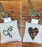 Gran keyring, Personalised Gran key ring, Embroidered heart key ring - Image 1