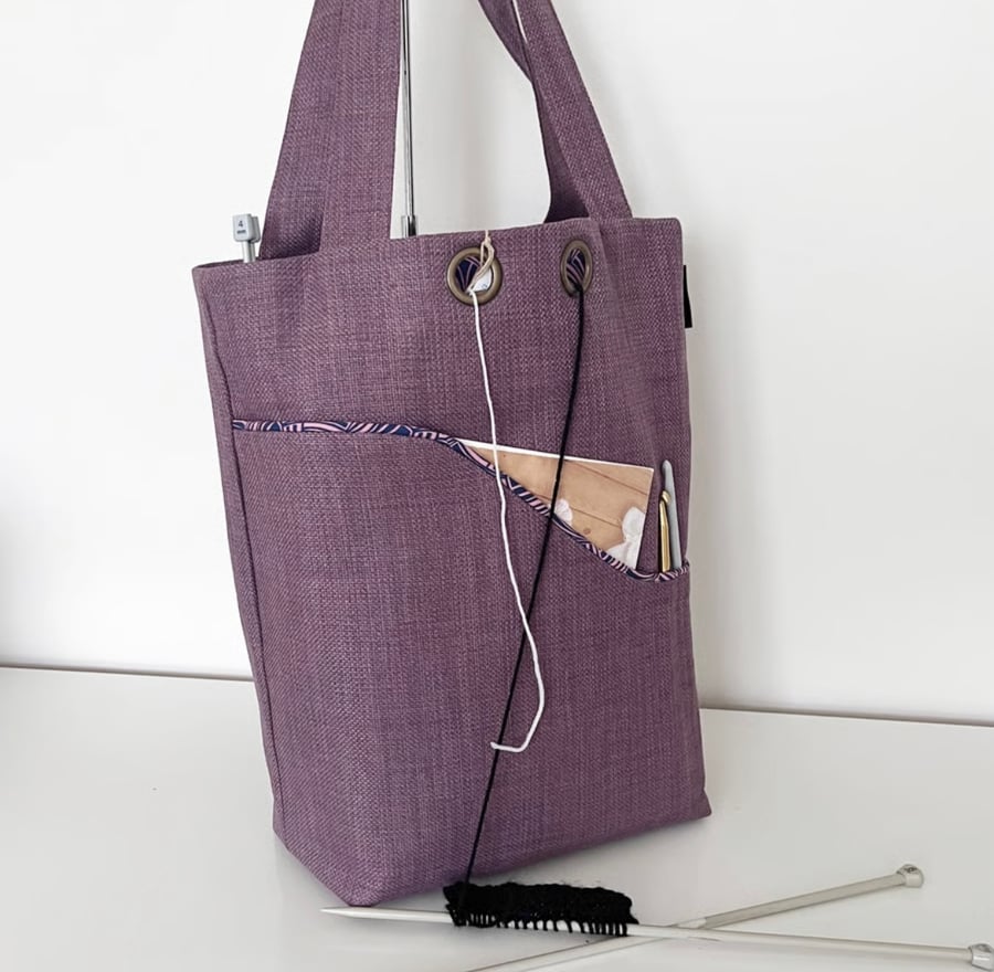 Knitting project bag heather