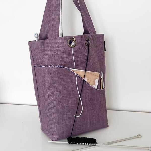 Knitting project bag heather