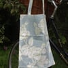 Large linen shopper bag made from Laura Ashley blue floral fabric - free postage