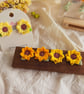 Micro Crochet Sunflower Earrings - Tiny Floral Jewelry - Unique Anniversary Gift