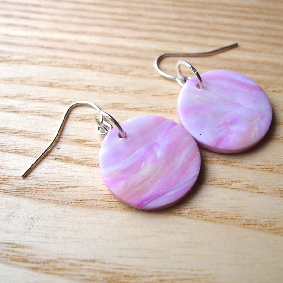 Marbled FIMO Disc Earrings