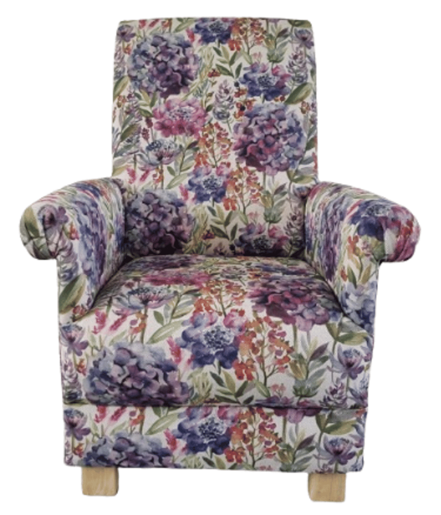 Voyage Hydrangea Fabric Armchair Adult Floral Chair Pink Accent Floral Purple 
