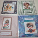 Set of 4 Handmade Greeting cards Bundle - mixed greetings