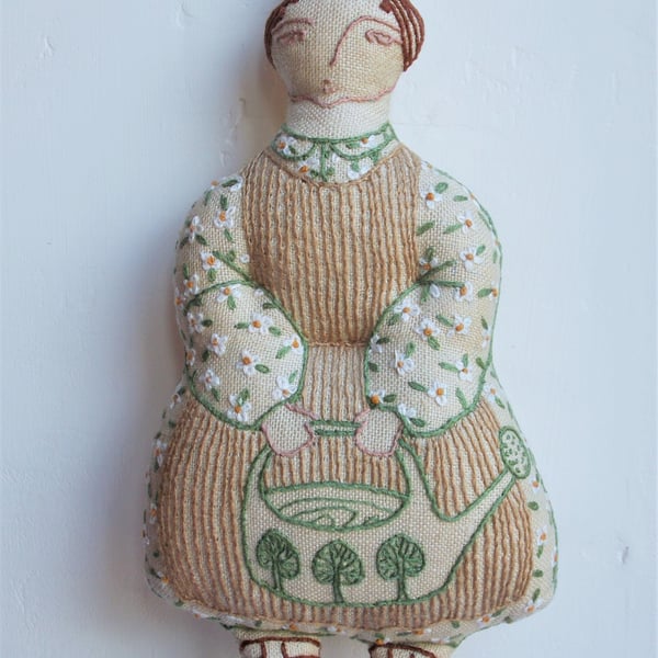 Kate - Hand Embroidered Textile Art Doll, Eco-friendly, 20cms, Free Delivery