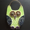 Green Owl ceramic hanging decoration 