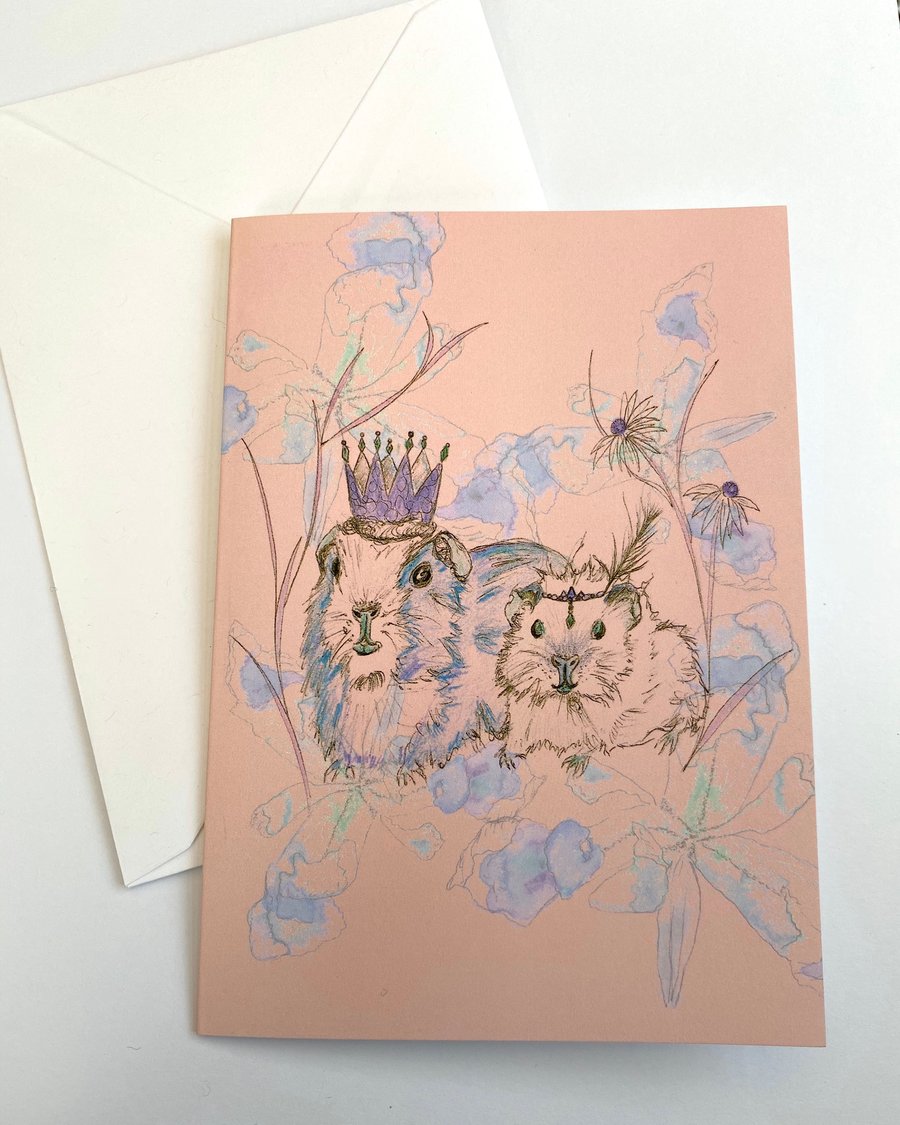 Guinea Pig Princesses Blank Card 