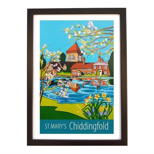 Chiddingfold St Mary's travel poster print by Susie West