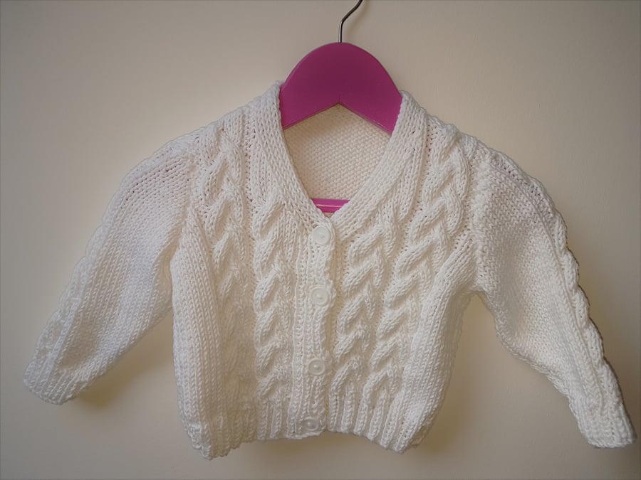 White Hand Knitted Cotton Cardigan 