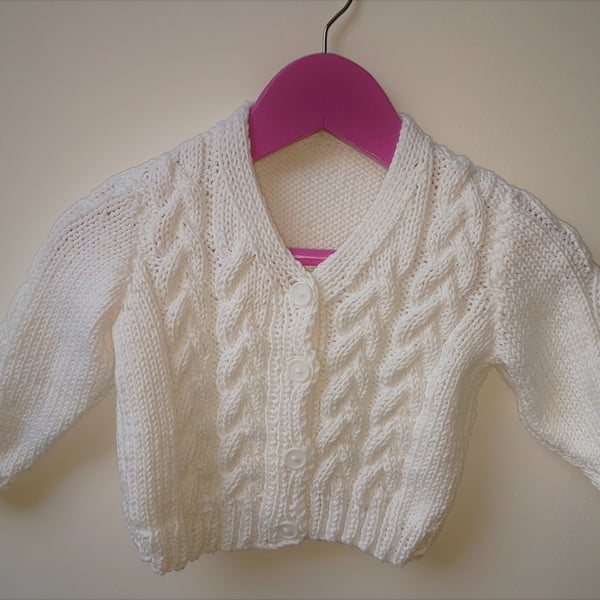 White Hand Knitted Cotton Cardigan 