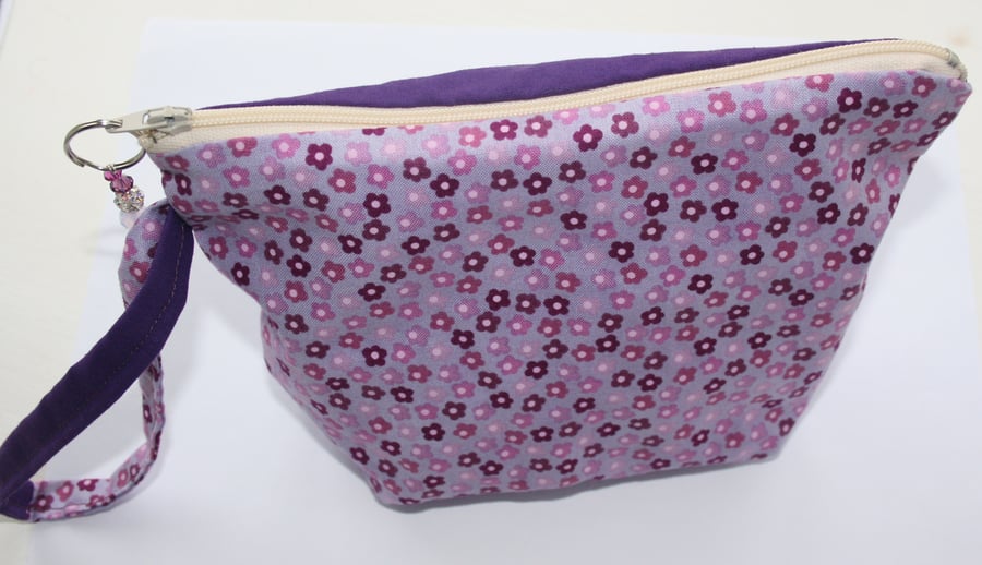 Purple floral make up bag