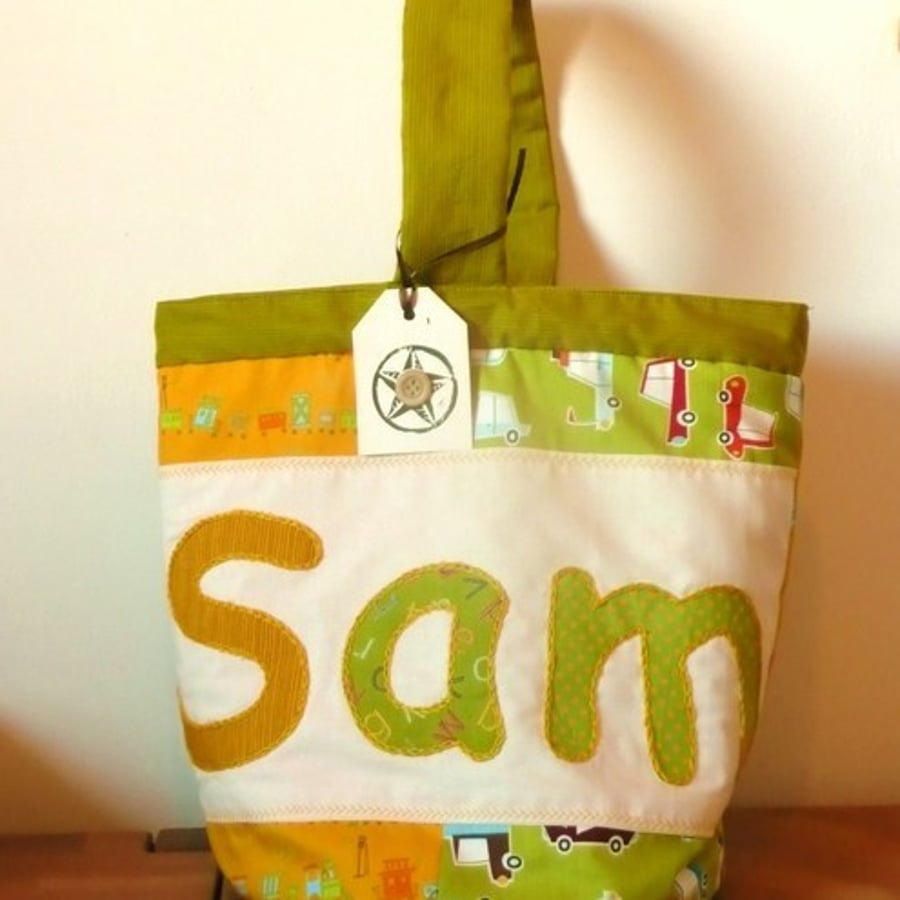 personalised fabric 'bucket' bag