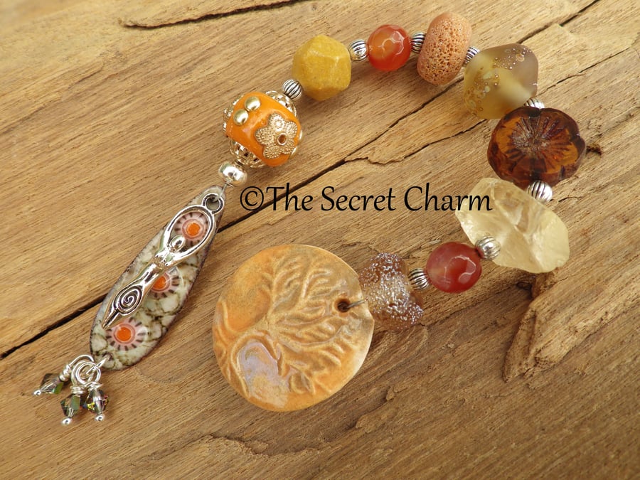 Fire Goddess Brighid Pagan Prayer Beads, Brigid Wiccan Rosary OOAK