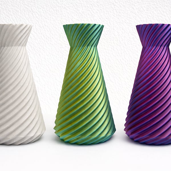3 Handmade Spiral Vases – 3D Printed Decorative Vase, Custom Colours