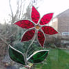 Stained Glass Flower Suncatcher - Red