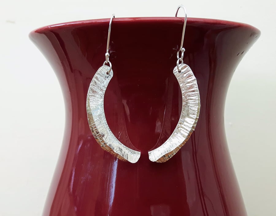 Sterling silver Long Dangly Drop Earrings, fold-formed, unique