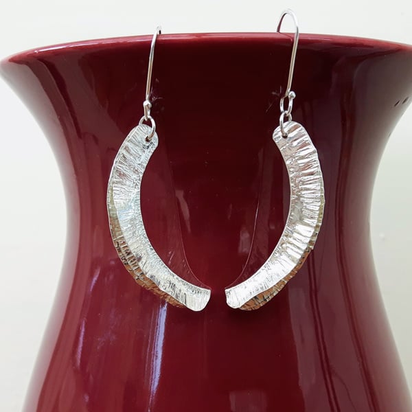 Sterling silver Long Dangly Drop Earrings, fold-formed, unique