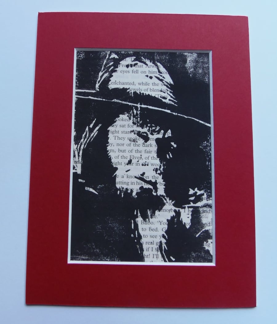 Lino Print GANDALF Fan Art Book Page Gift Idea Ian McKellen