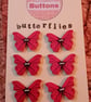 Six Red Butterfly Buttons – Ready to Fly Into Your Crafts - Image 3