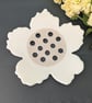 Ceramic cream large flower frog