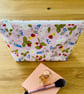 Make up bag, small toiletry bag, water resistant lining, pink floral pattern - Image 3
