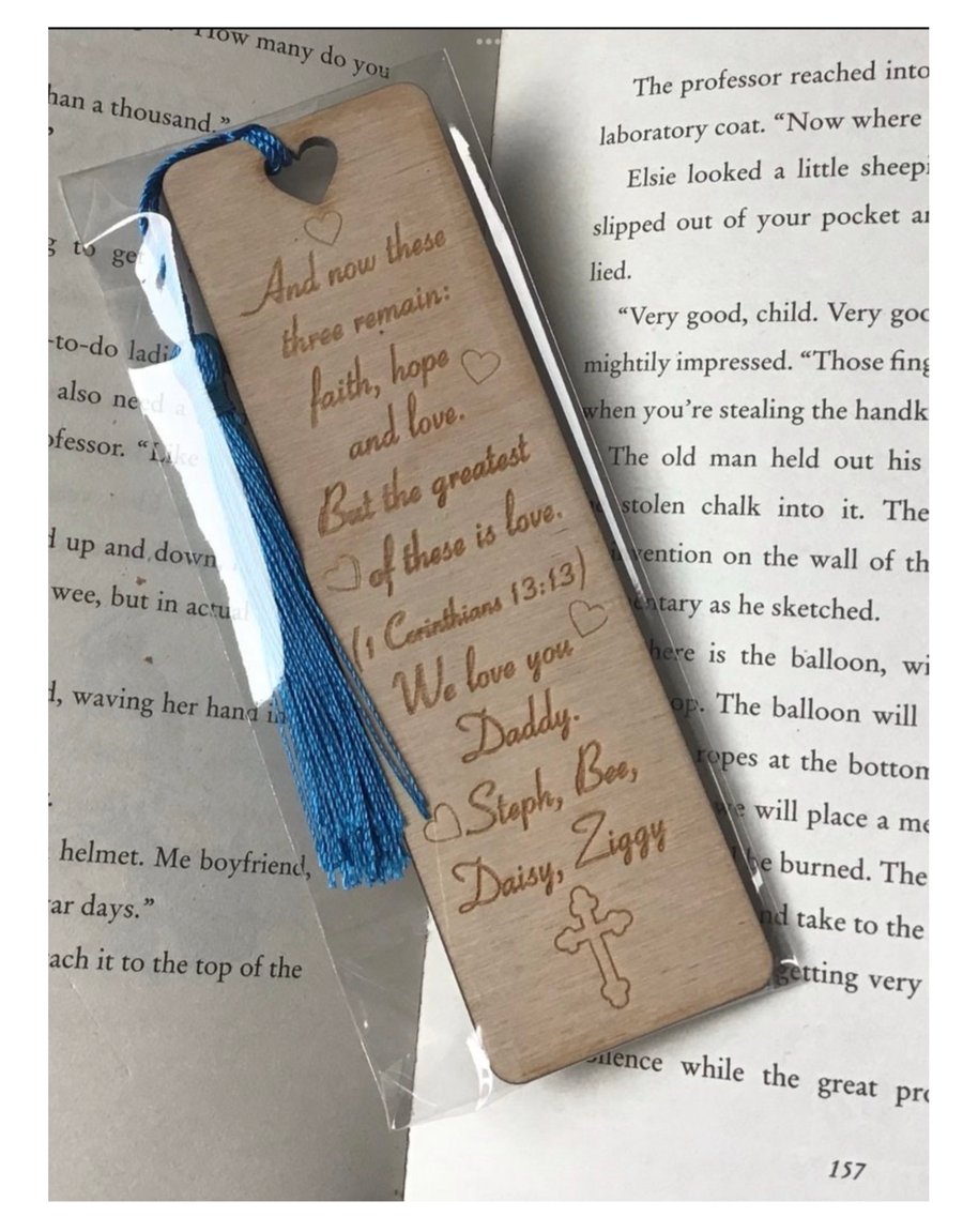 Christian bookmark, personalised with Bible quote