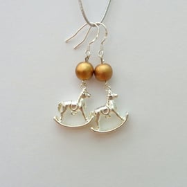 Rocking horse sterling silver drop earrings