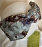 Imogen - Pale Blue & Brown Print 40s Style Wide Turban Headband