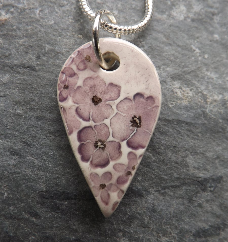 Handmade Ceramic Summer Garden Pendant in purple