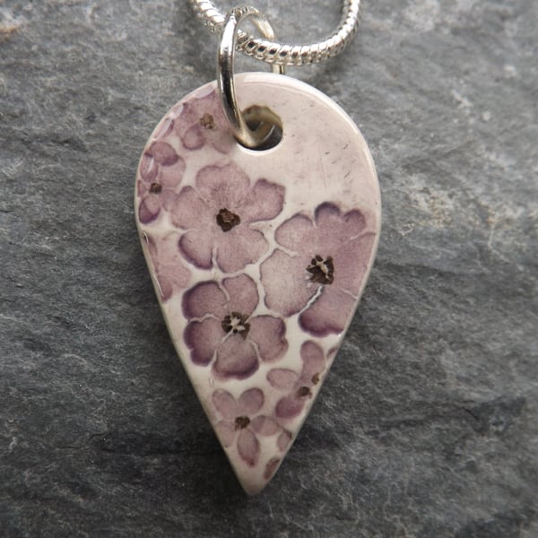 Handmade Ceramic Summer Garden Pendant in purple