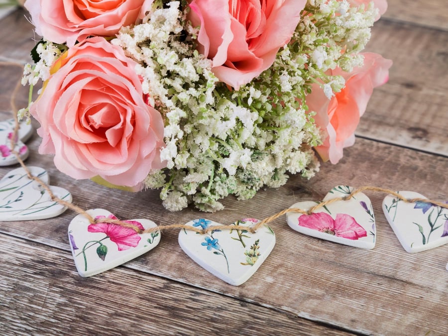 Meadow Clay Heart Garland