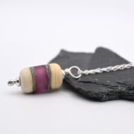 ivory and pink glass pendant necklace