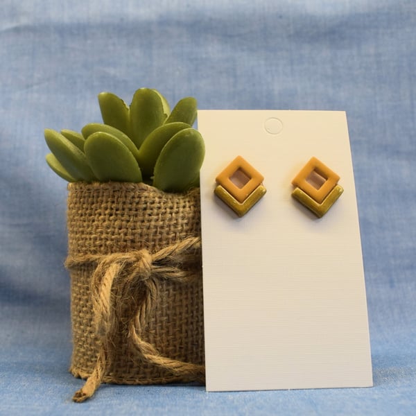 Brown Geometric Stud Earrings