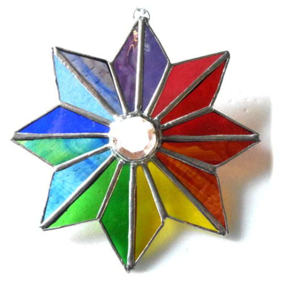 Sold Star Rainbow Crystal Stained Glass Suncatcher 008
