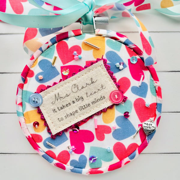 Personalised Teacher Gift, End of Term Thank You Hoop, Nursery Teacher TA Gift