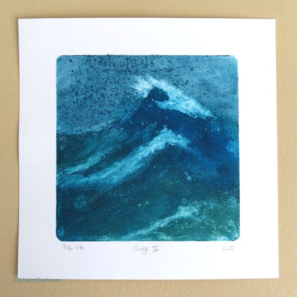 Surge II original collagraph surf wave print print no.3