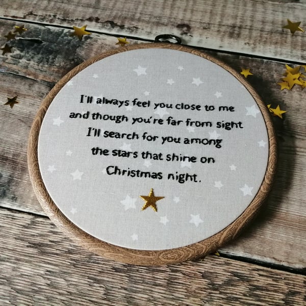 Christmas Stars Memorial Keepsake, Memorial Christmas Gift, Hand Embroidered