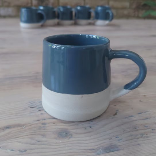 Handmade coffee mug glossy grey flint finish