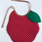 HANDMADE 3 LAYERS RASPBERRY RED POLKA DOT BABY BIB