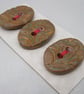 3 Medium Oval Grassland Green Brown Brocade Pattern Ceramic Buttons - Image 2