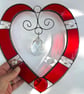 Stained Glass and Wire Heart Suncatcher - Handmade - red - Image 2
